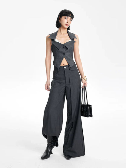 CHIC PATCHWORK WIDE-LEG PANTS