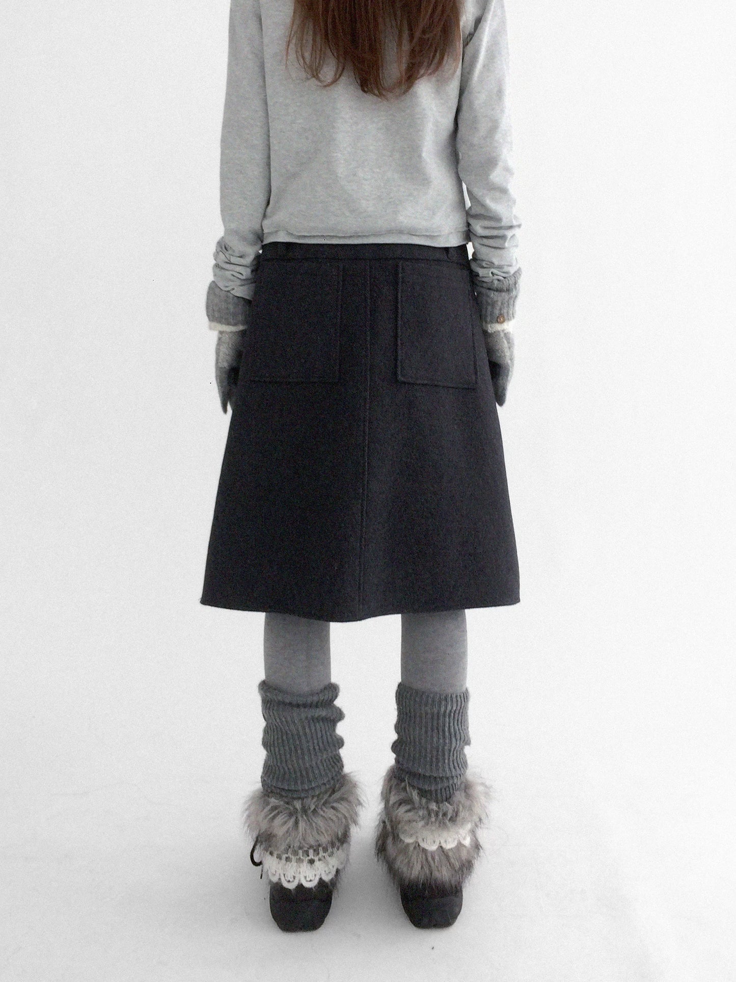 TWEED PLEATED BUSTIER SKIRT