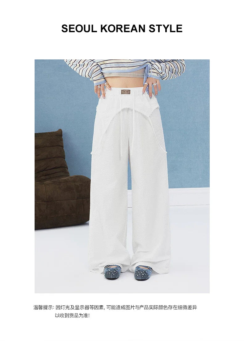 LACE-PANEL WIDE-LEG PANTS