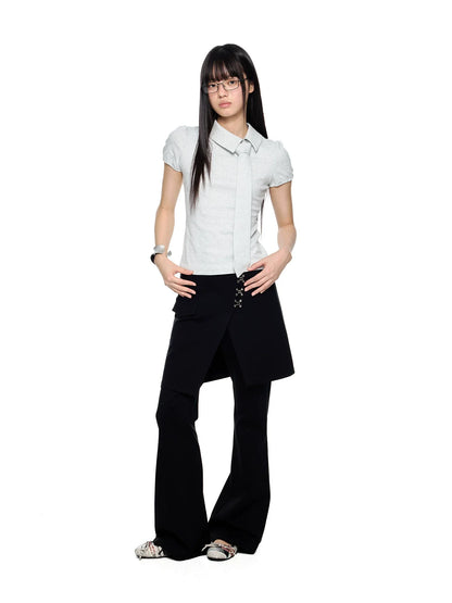 V-NECK PUFF-SLEEVE TOP