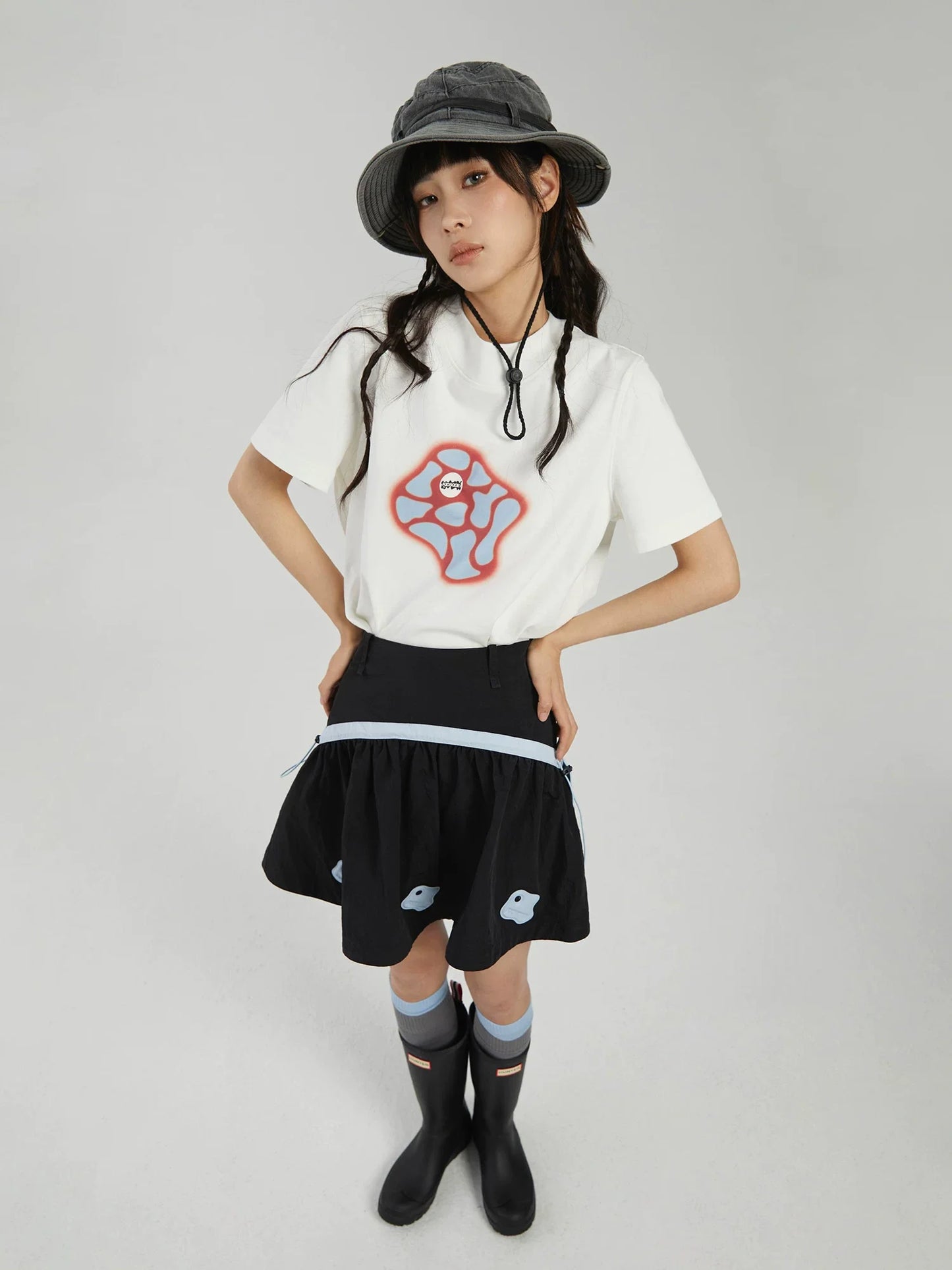 COLOR-BLOCK A-LINE MINI SKIRT