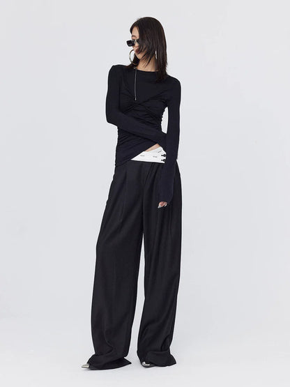 FLOWY PLEATED WIDE-LEG PANTS