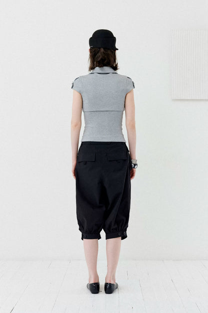 DOUBLE-BREASTED CROP TOP SET