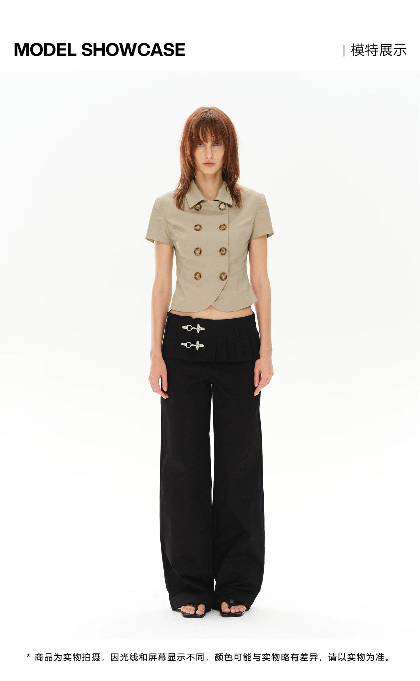 LOW-WAIST STYLISH PANTS WITH BUCKLE