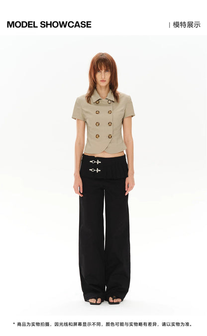 LOW-WAIST STYLISH PANTS WITH BUCKLE