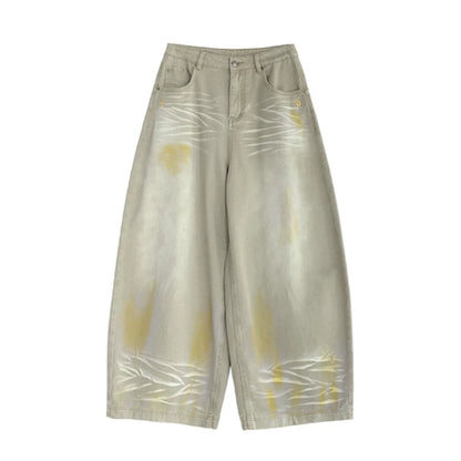 ARTISTIC GRAFFITI WIDE-LEG JEANS