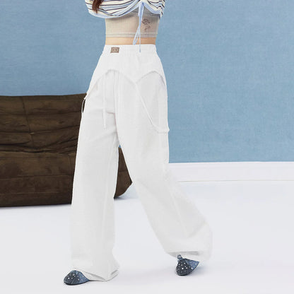 LACE-PANEL WIDE-LEG PANTS