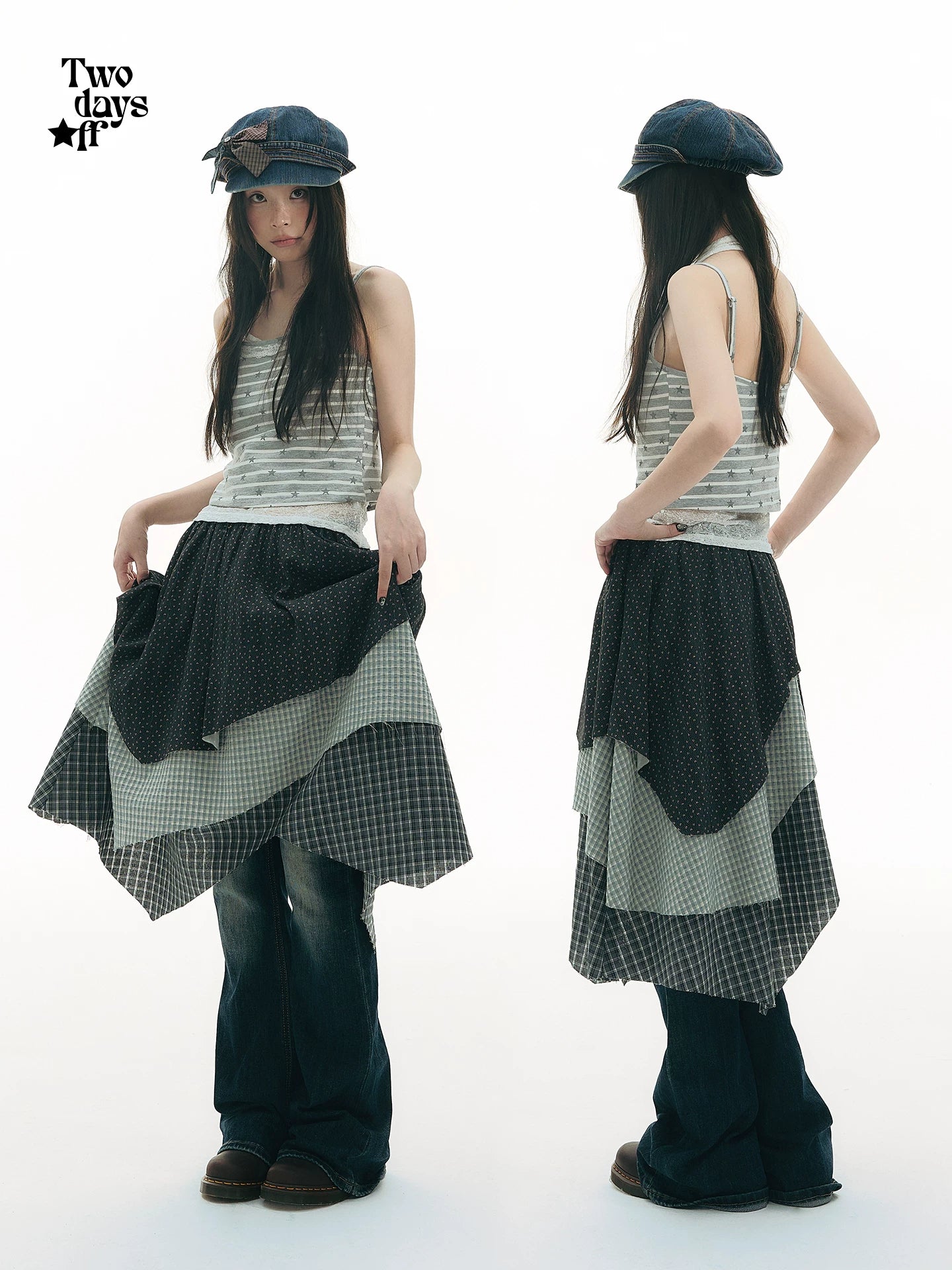 VINTAGE CHECKERED MIDI SKIRT