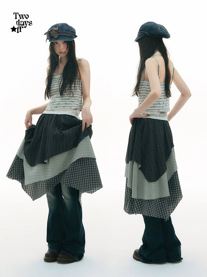 VINTAGE CHECKERED MIDI SKIRT