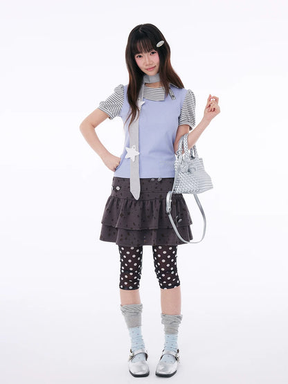 CUTE BUTTONED STRETCH SKIRT