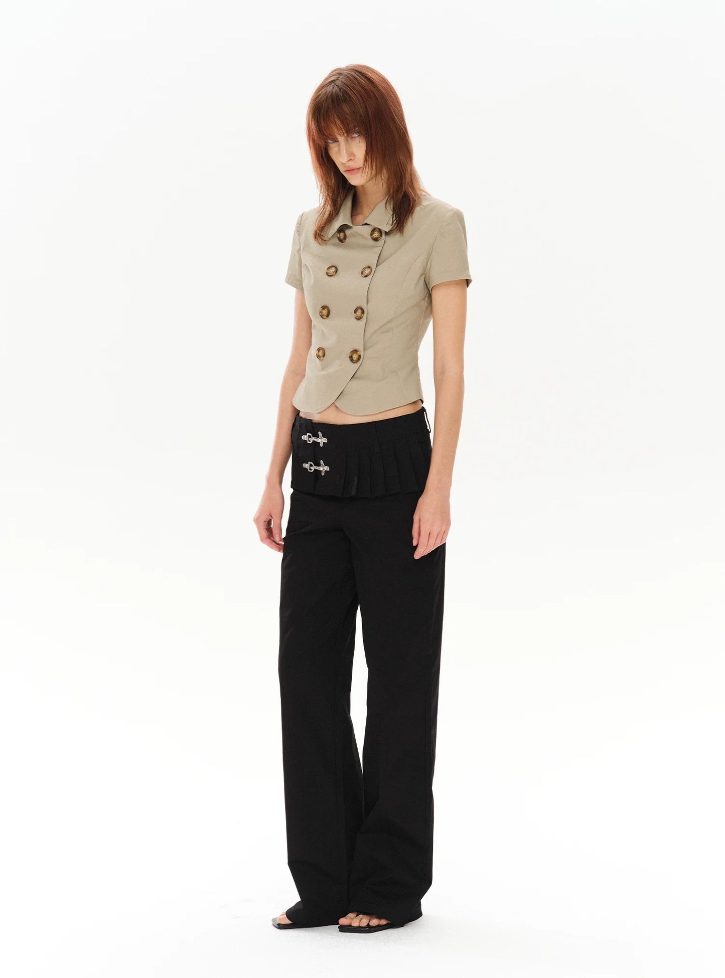 LOW-WAIST STYLISH PANTS WITH BUCKLE