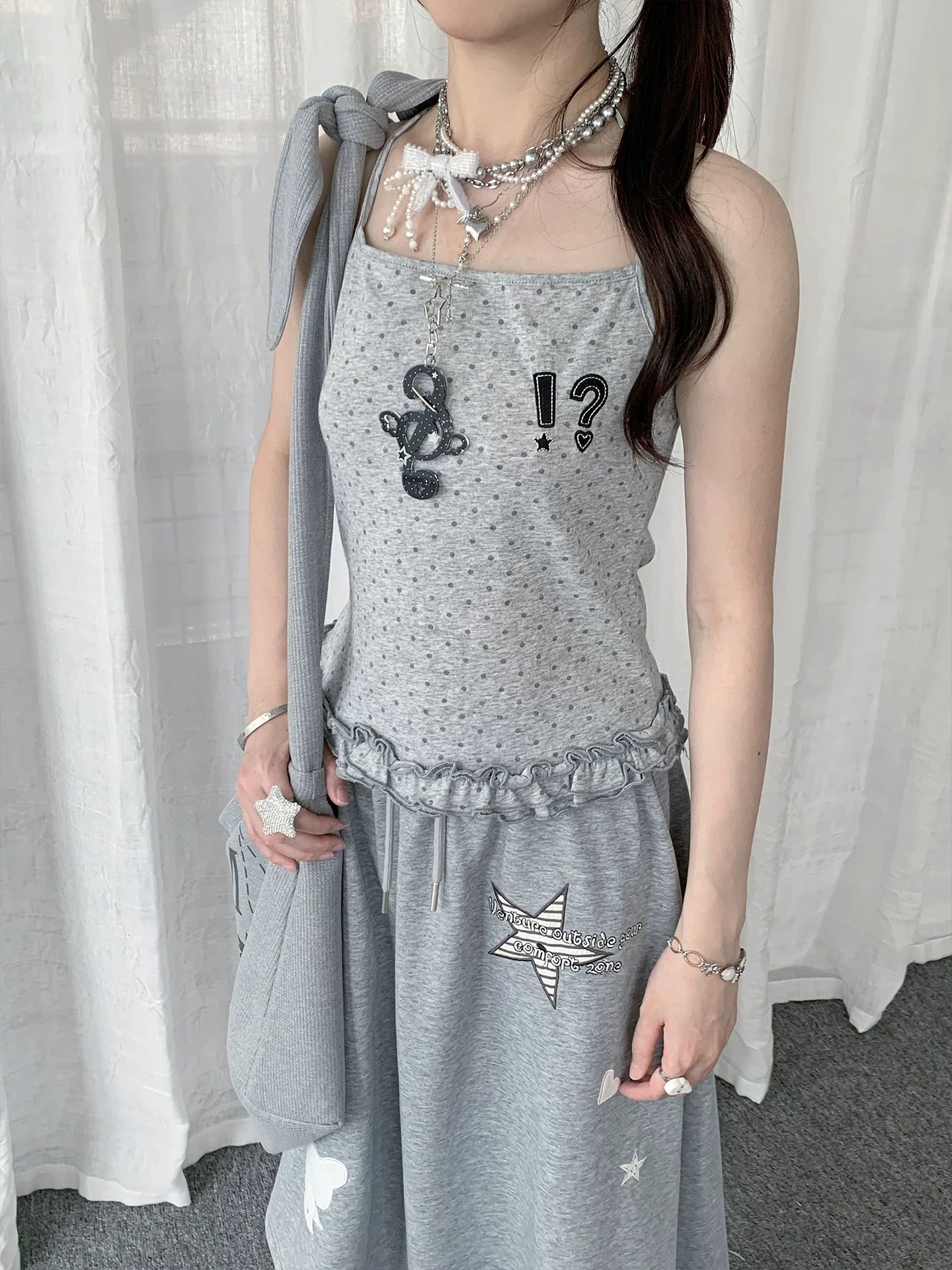 Y2K CARTOON EMBROIDERED MIDI SKIRT