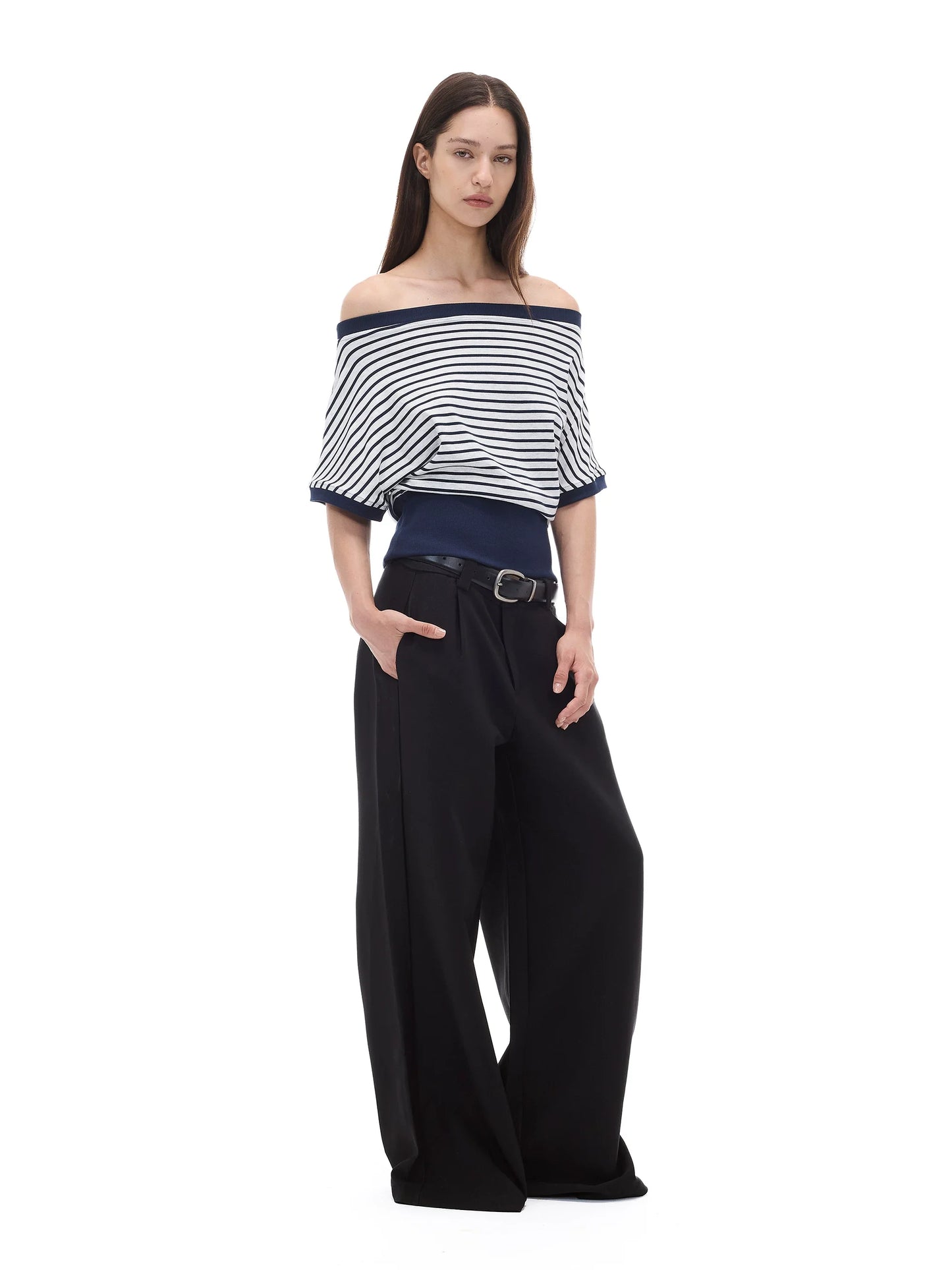 CASUAL WIDE-LEG TAPERED PANTS