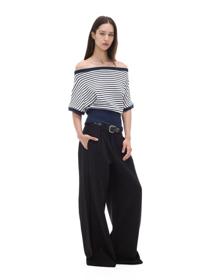 CASUAL WIDE-LEG TAPERED PANTS