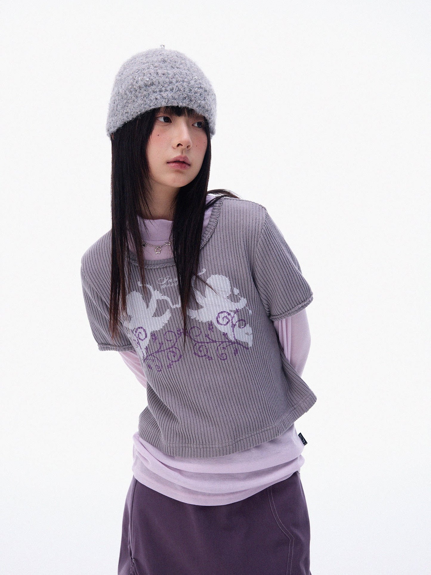 VINTAGE VINE TEXTURED SHORT SLEEVE TOP