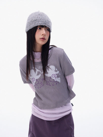 VINTAGE VINE TEXTURED SHORT SLEEVE TOP