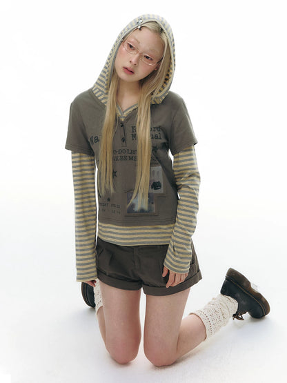 SPLICED HOODIE T-SHIRT