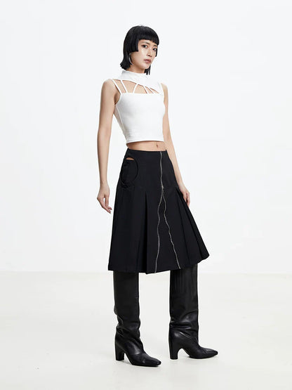 A-LINE SKIRT WITH CUTOUTS