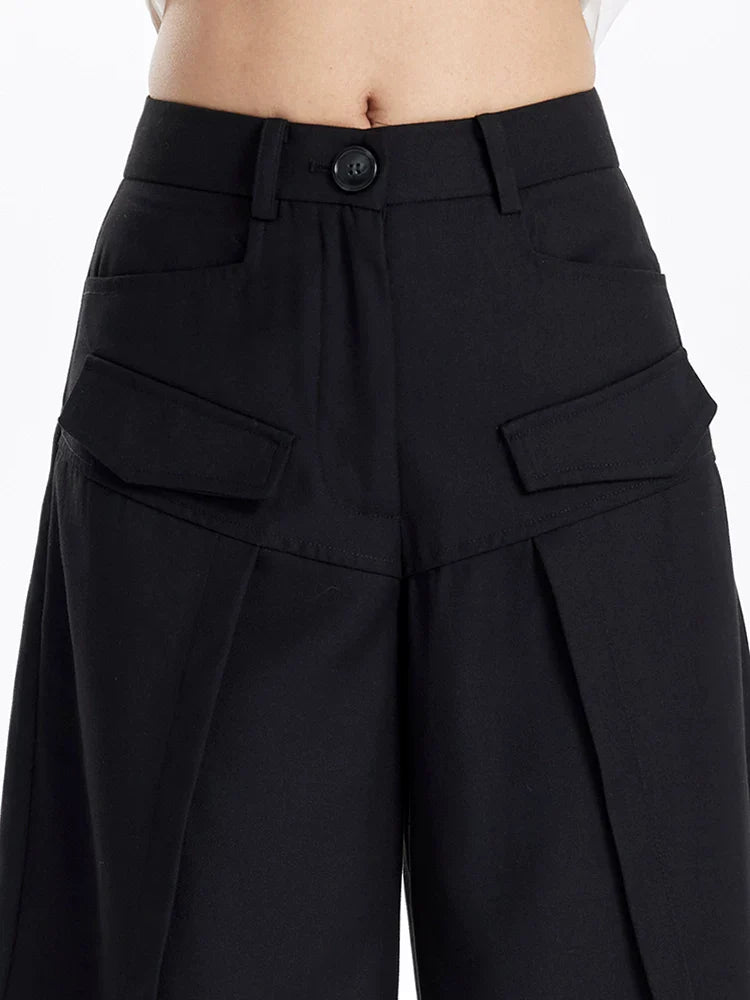 FLOWY BLACK WIDE-LEG PANTS