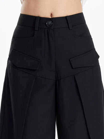 FLOWY BLACK WIDE-LEG PANTS