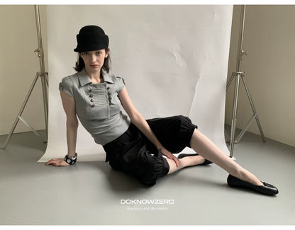 DOUBLE-BREASTED CROP TOP SET