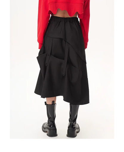 ASYMMETRICAL LAYERED A-LINE SKIRT