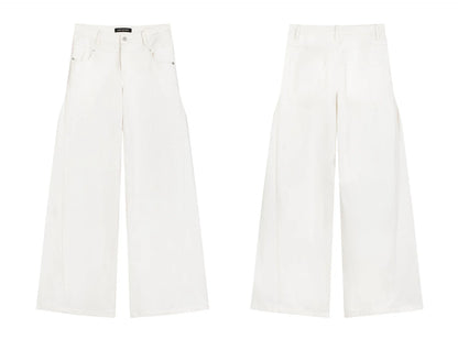 CASUAL WIDE-LEG TWILL PANTS