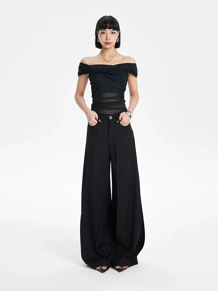 CHIC PATCHWORK WIDE-LEG PANTS