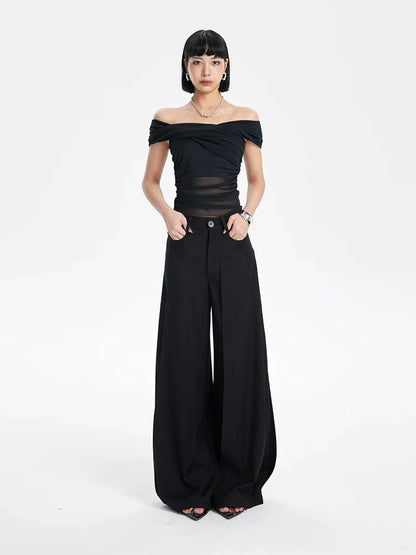 CHIC PATCHWORK WIDE-LEG PANTS