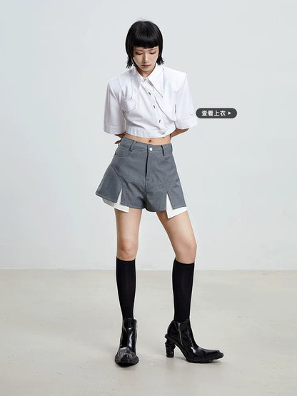 CHIC GRAY PATCHWORK SHORTS