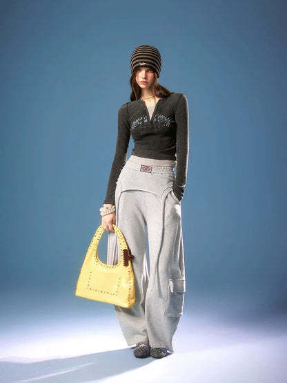 ASYMMETRICAL FRAYED EDGE PANTS