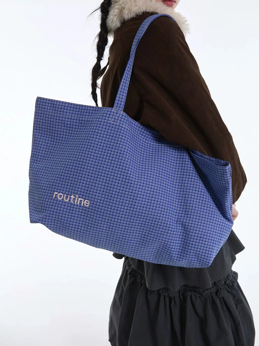 PLAID LARGE CAPACITY SHOULDER BAG
