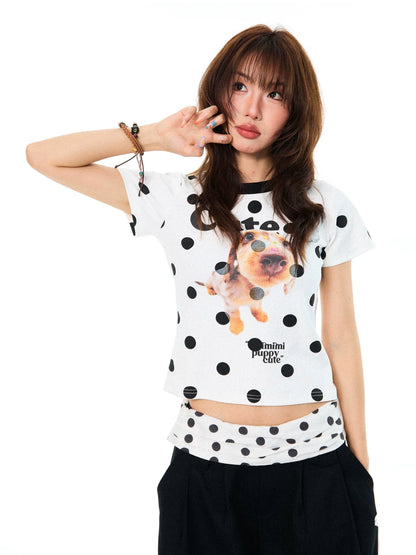 COLOR CLASH POLKA DOT T-SHIRT