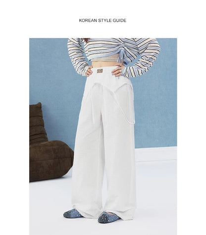 LACE-PANEL WIDE-LEG PANTS