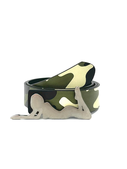 CAMOUFLAGE PRINT LEATHER BELT