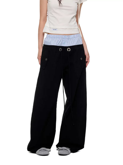 STRIPED FLOWING WIDE-LEG PANTS