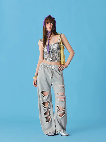 RIPPED CASUAL SWEATPANTS