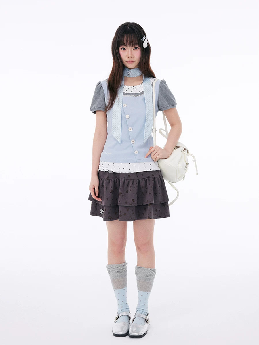 CUTE BUTTONED STRETCH SKIRT