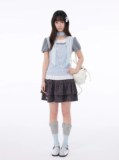 CUTE BUTTONED STRETCH SKIRT