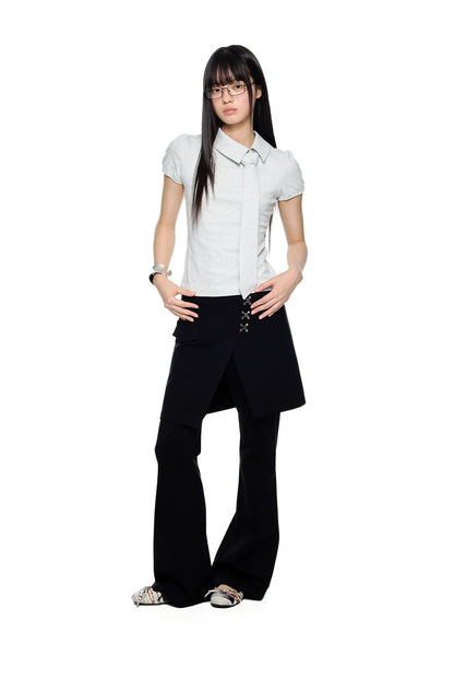 V-NECK PUFF-SLEEVE TOP