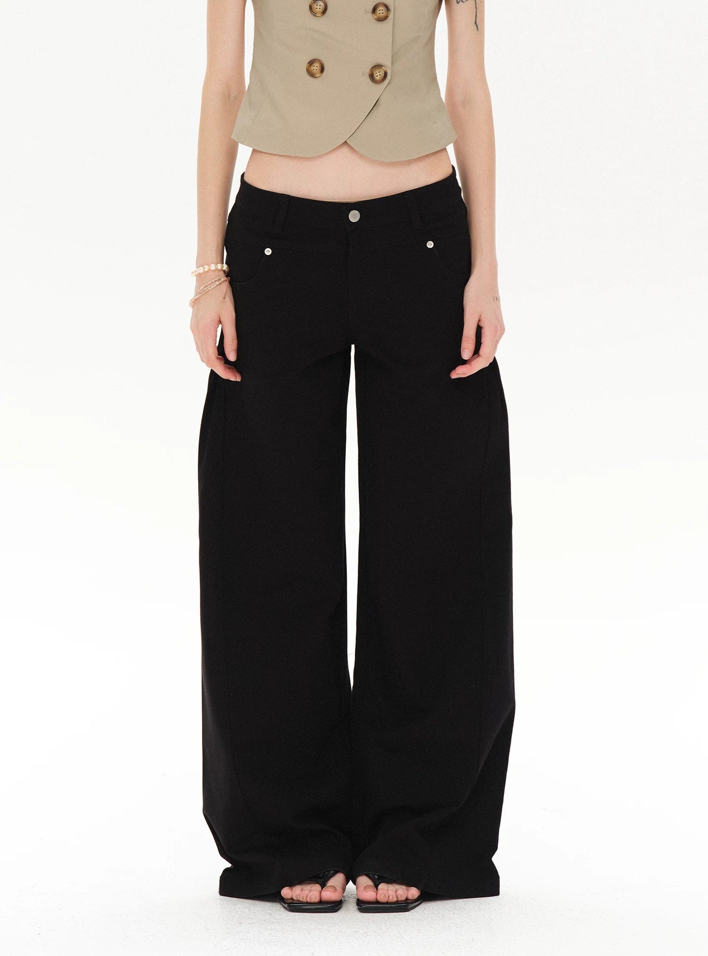 CASUAL WIDE-LEG TWILL PANTS