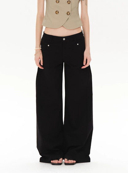 CASUAL WIDE-LEG TWILL PANTS