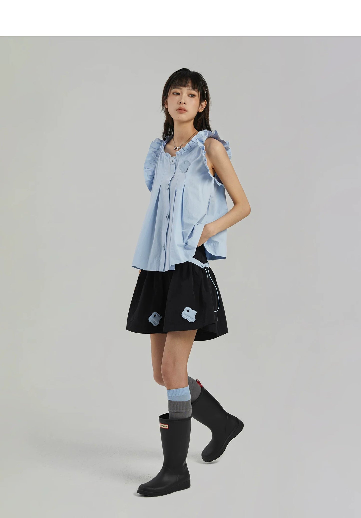 COLOR-BLOCK A-LINE MINI SKIRT