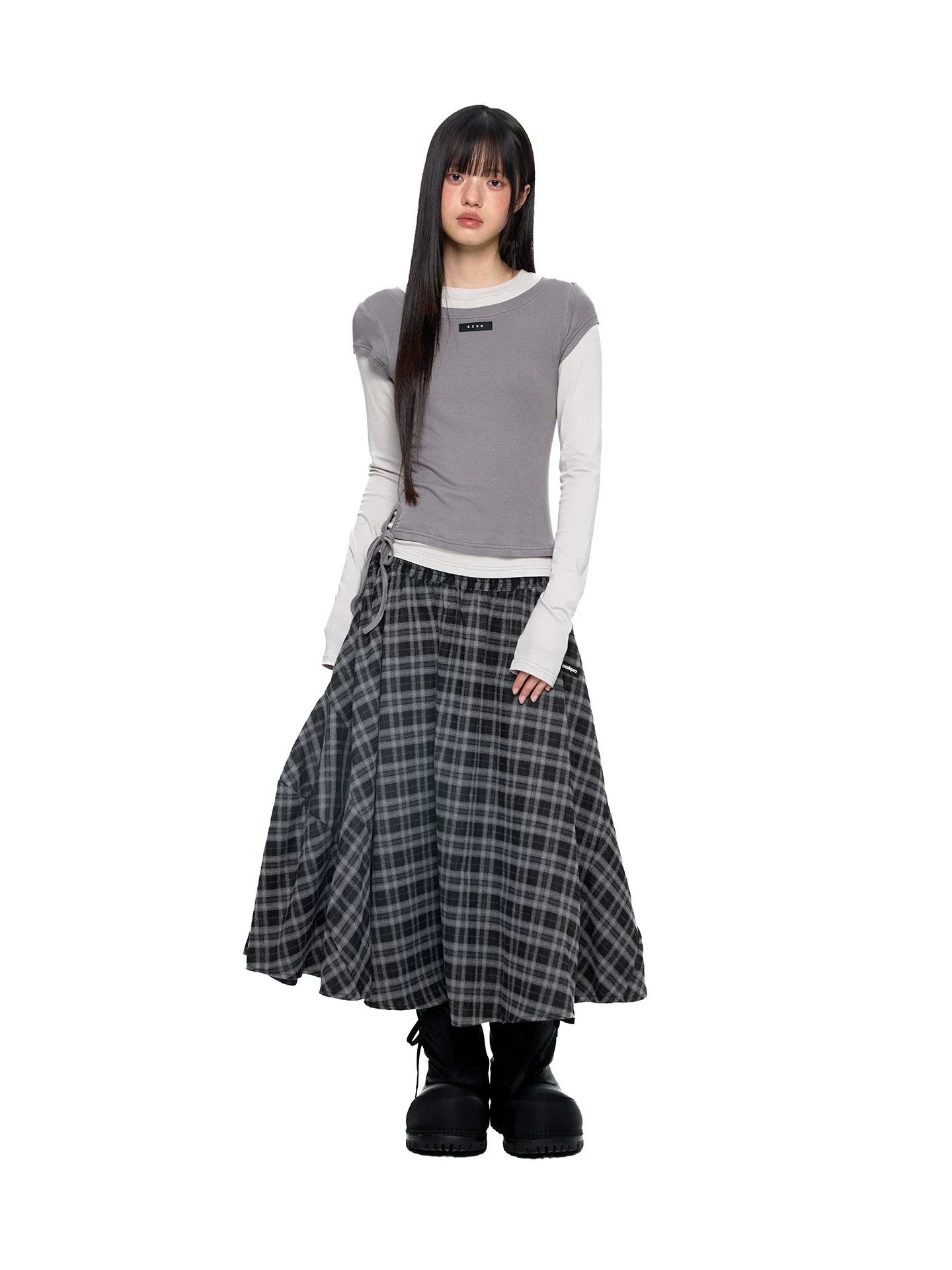 PLAID PLEATED SKIRT