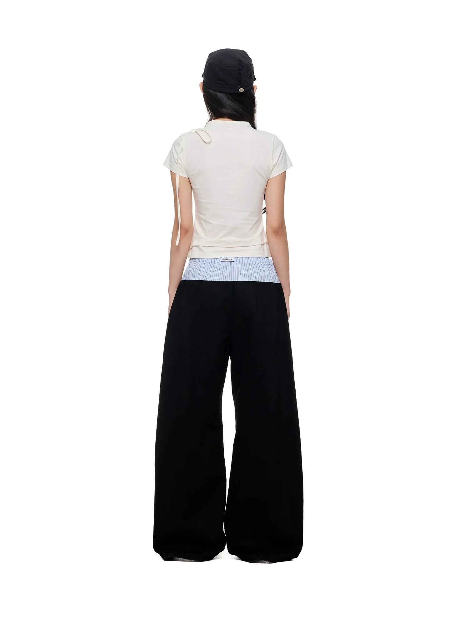 STRIPED FLOWING WIDE-LEG PANTS