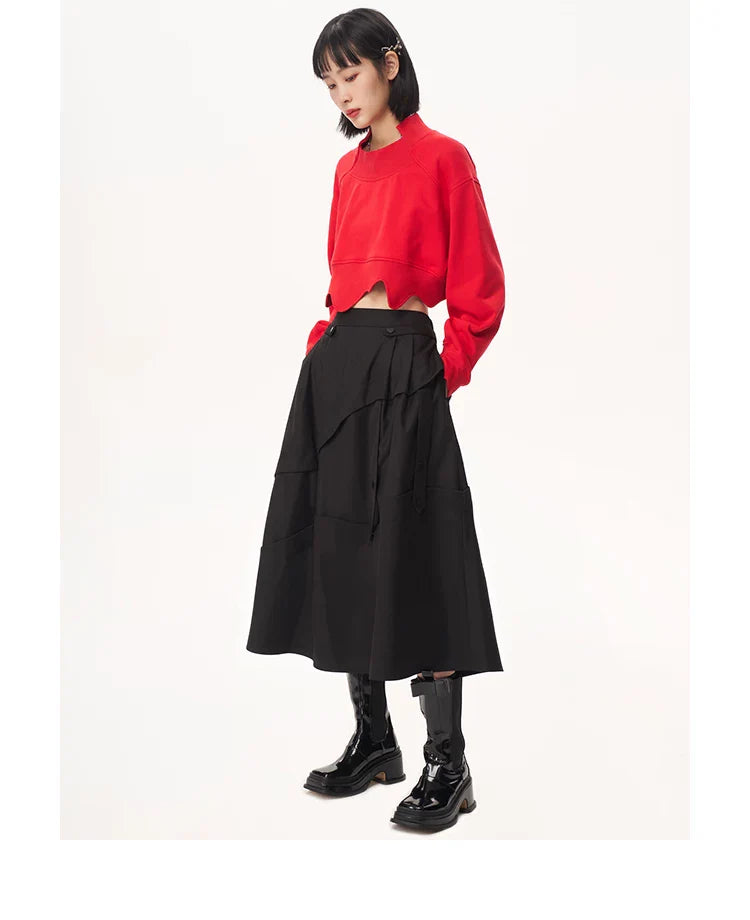ASYMMETRICAL LAYERED A-LINE SKIRT