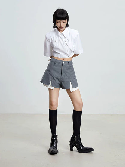 WHITE IRREGULAR CROP TOP