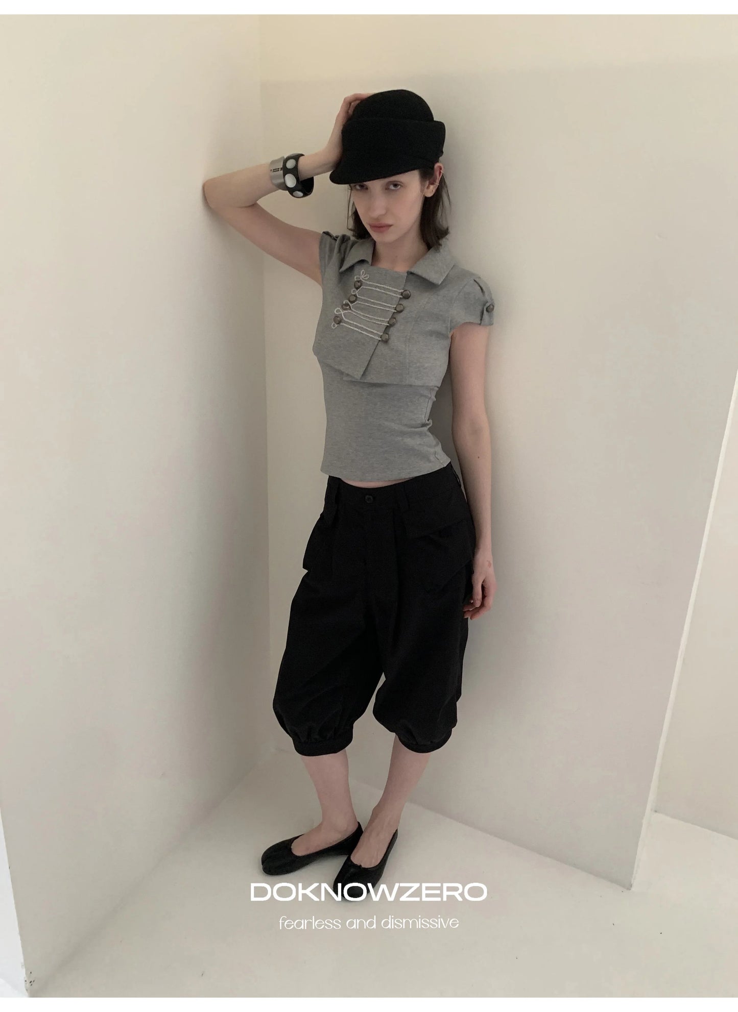 DOUBLE-BREASTED CROP TOP SET