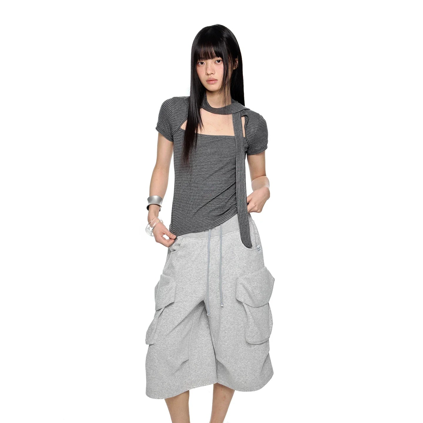 SLIM-FIT TIE-STRAP T-SHIRT
