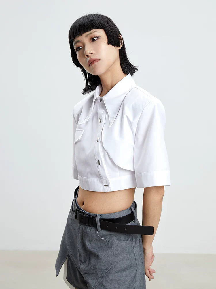 WHITE IRREGULAR CROP TOP